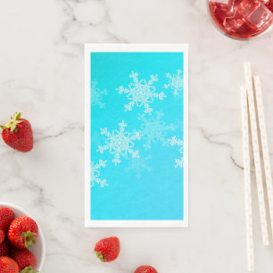 Blue White Snowflakes Minimalist Christmas Paper Guest Towels