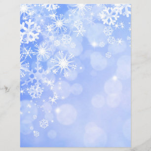 Blue & White Snowflakes Scrapbook Paper