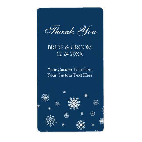 Blue White Snowflakes Winter Wedding Labels