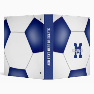 blue white soccer club colors girls boys 3 ring binder