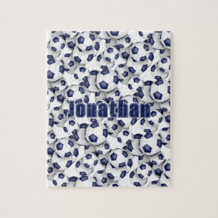 blue white soccer team colors girls boys name jigsaw puzzle