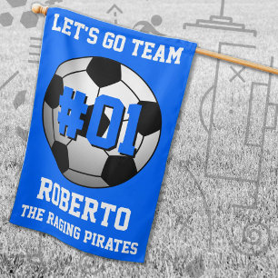 Blue White Soccer Team Colors House Flag