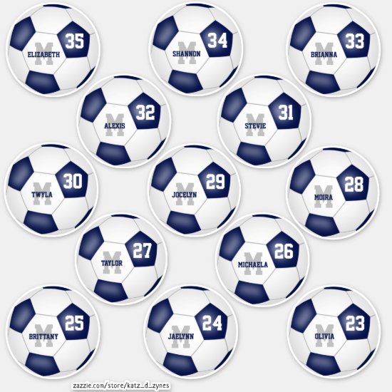 blue white soccer team colors individual players sticker