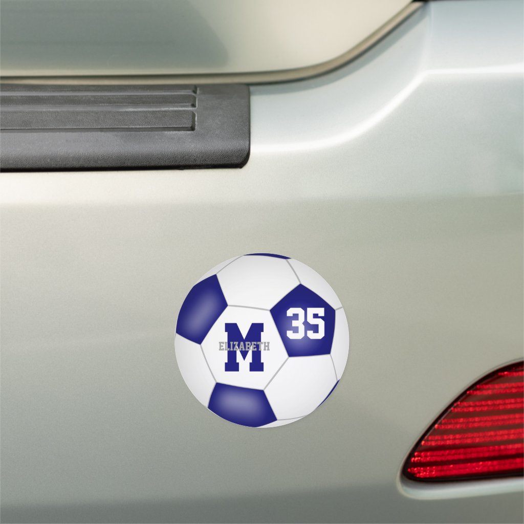 blue white soccer team colors locker or car magnet