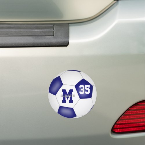 blue white soccer team gift ideas under 10 car magnet