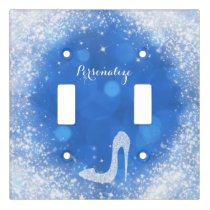 Blue & White Sparkle Cinderella Princess Glam Light Switch Cover