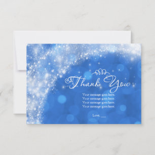 Blue & White Sparkle Cinderella Thank You Card