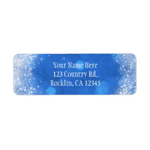 Blue & White Sparkle Cinderella Wedding Invitation Label
