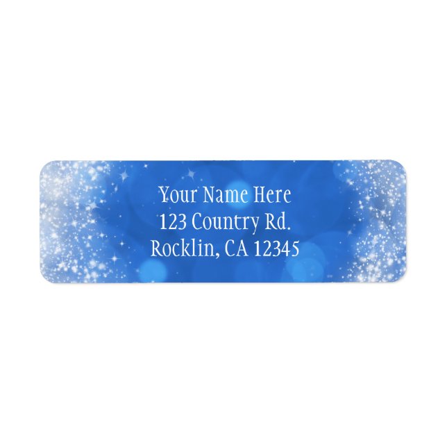 Blue & White Sparkle Cinderella Wedding Invitation Label (Front)