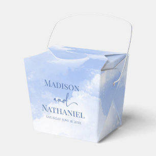Blue White Sparkle Clouds Dreamy Elegant Wedding Favor Boxes