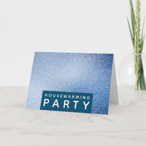 Blue  White Speck Housewarming Party Invite