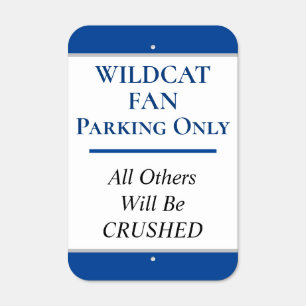 Blue White Sports Fan Metal Parking Sign