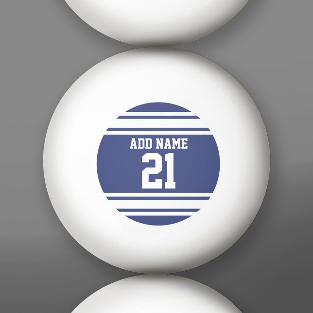 Blue White Sports Jersey Custom Name Number Ping-Pong Ball (Custom Ping Pong Balls)
