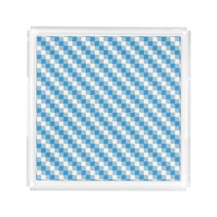 Blue-white squares background acrylic tray