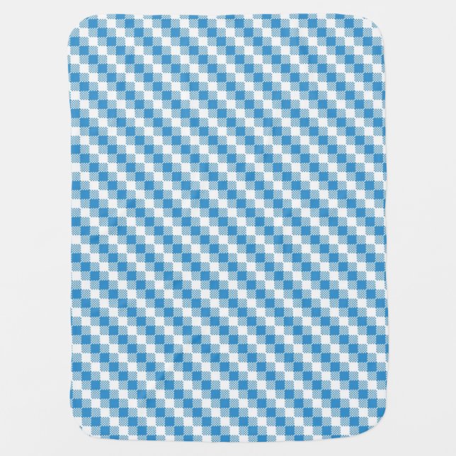 Blue-white squares background baby blanket (Front)