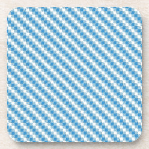 Blue-white squares background beverage coaster