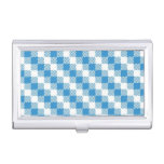 Blue-white squares background business card case