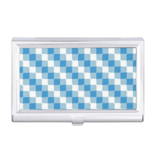 Blue-white squares background business card case
