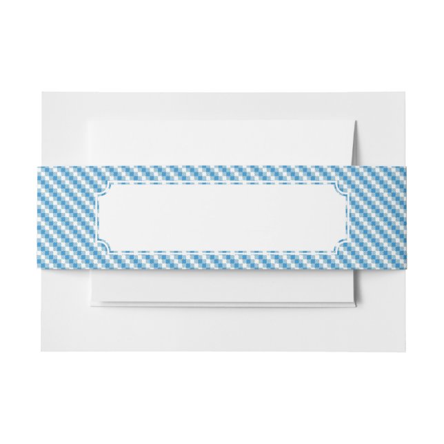 Blue-white squares background invitation belly band (Front Example)