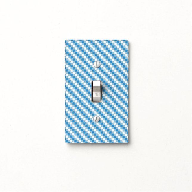 Blue-white squares background light switch cover (In Situ)