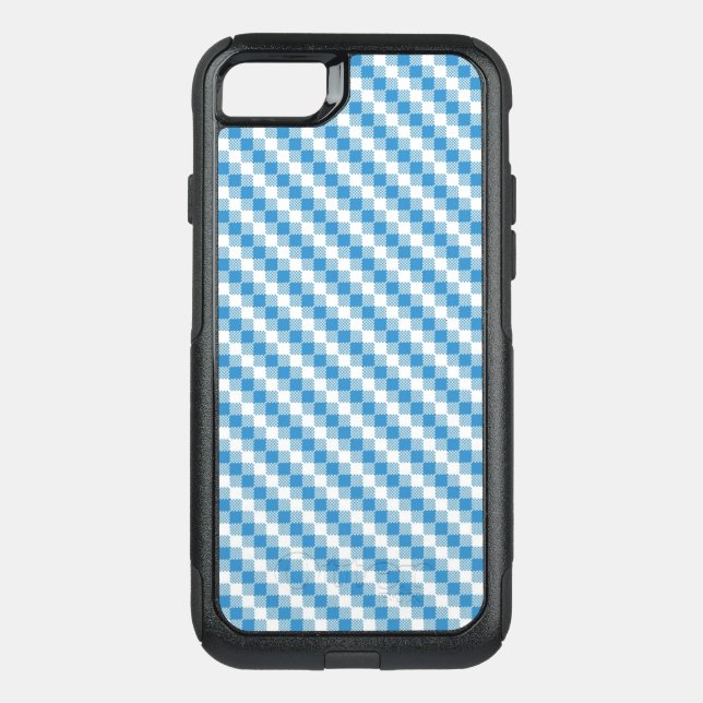 Blue-white squares background otterbox iPhone case (Back)