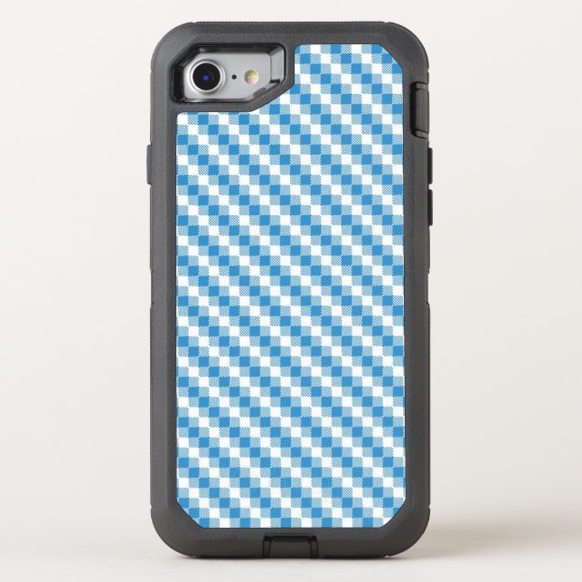 Blue-white squares background otterbox iPhone case (Back)