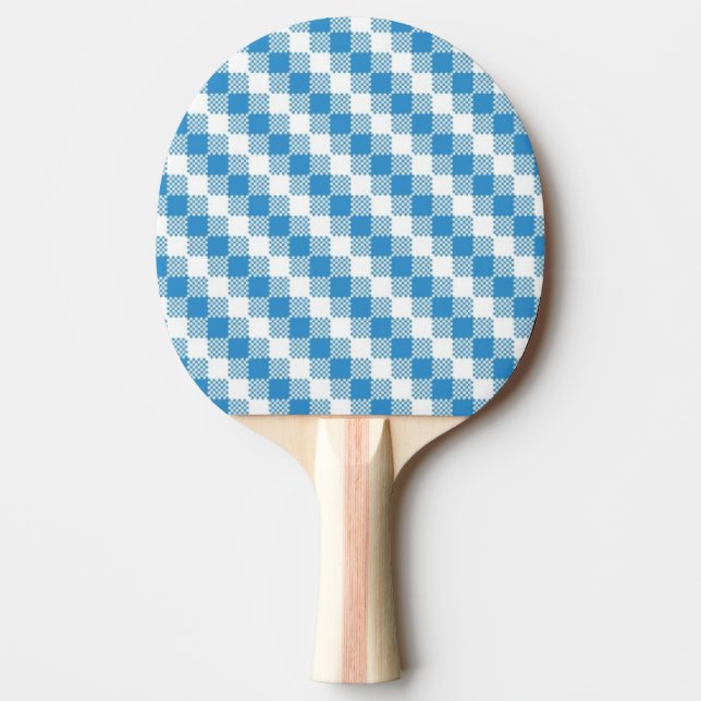 Blue-white squares background Ping-Pong paddle (Front)