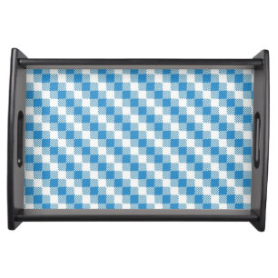 Blue-white squares background serving tray