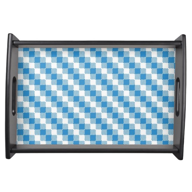Blue-white squares background serving tray (Front)