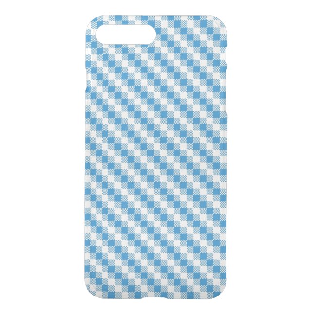 Blue-white squares background uncommon iPhone case (Back)