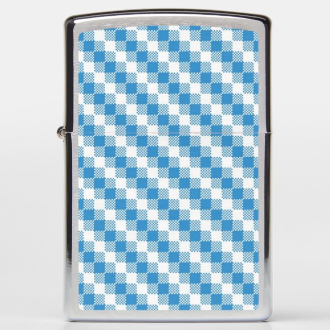 Blue-white squares background zippo lighter (Front)