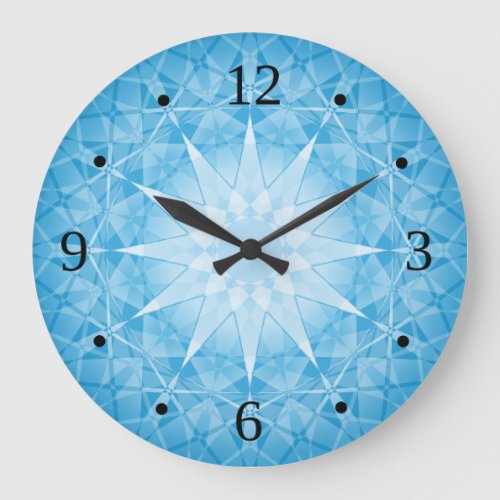 Blue White Star Numbers Large Clock