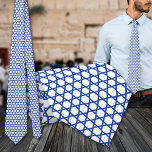 Blue White Star Of David Grid Neck Tie<br><div class="desc">Judaica Collection</div>