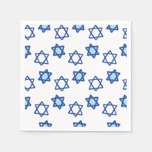 Blue & White Star of David Pattern Jewish Holiday Napkins