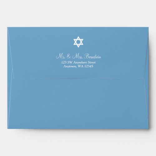 Blue White Star of David Return Address A7 Envelope