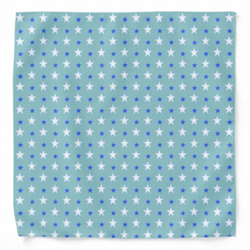 Blue White Star Pattern on Light Blue Bandana