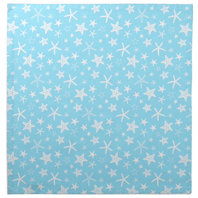 Blue White Starfish Bridal Shower Cloth Napkin (Front)