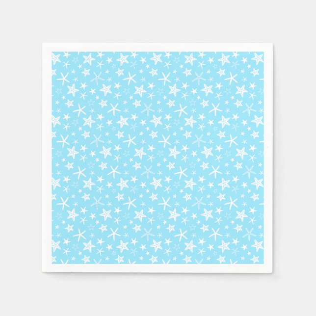 Blue White Starfish Bridal Shower Paper Napkins (Front)