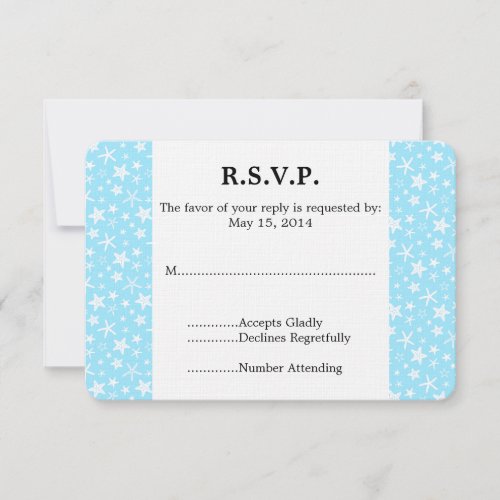 Blue White Starfish Wedding RSVP