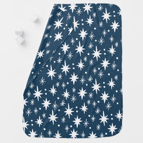 Blue White Starr Night Pattern Baby Blanket