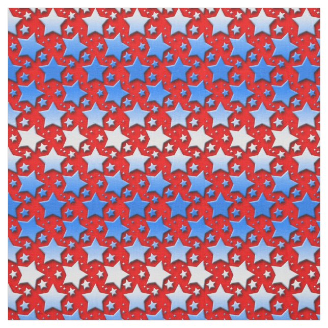 Blue White Stars on Red Fabric (Swatch)