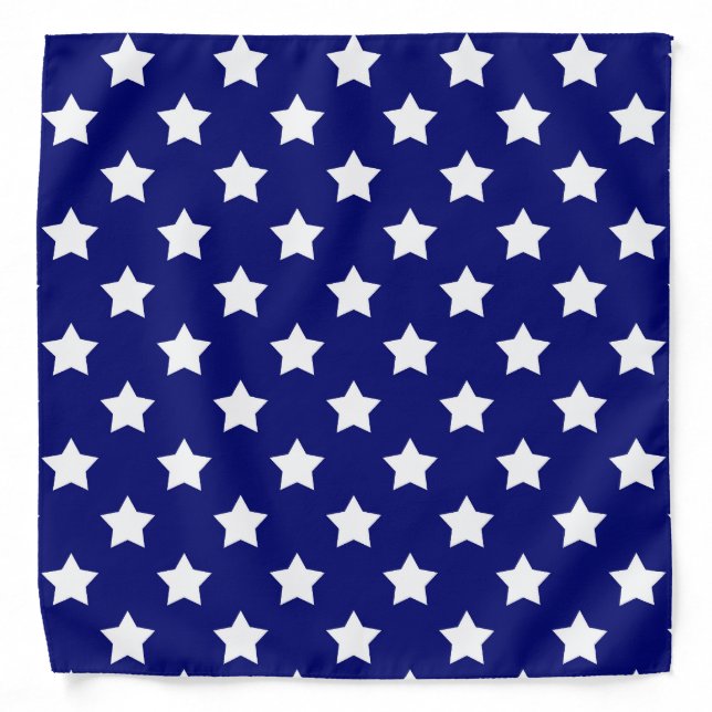 Blue White Stars Pattern Decorative Bandana (Front)