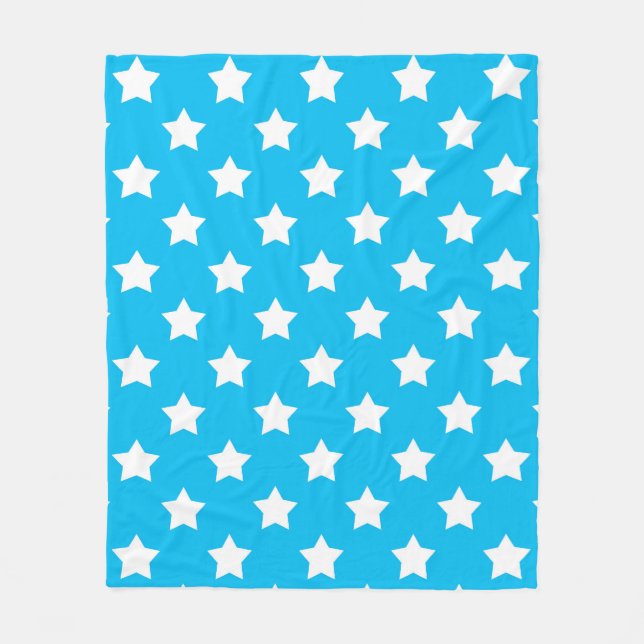 Blue White Stars Pattern Decorative Fleece Blanket (Front)