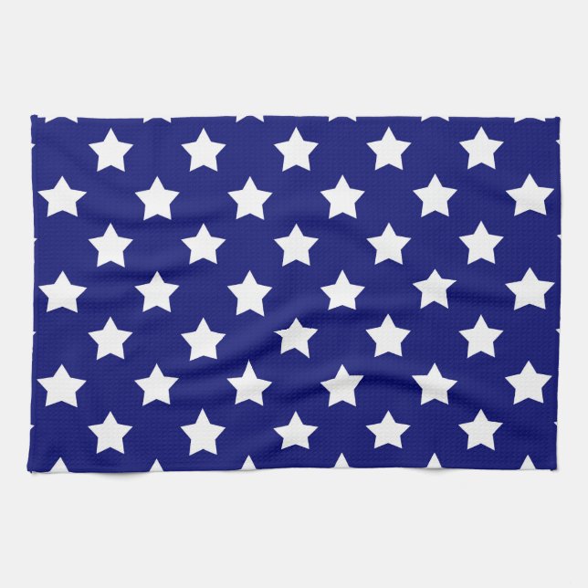Blue White Stars Pattern Decorative Kitchen Towel (Horizontal)