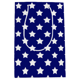 Blue White Stars Pattern Decorative Medium Gift Bag