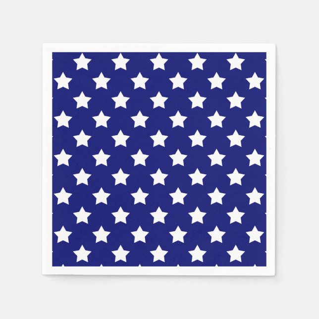 Blue White Stars Pattern Decorative Napkins (Front)