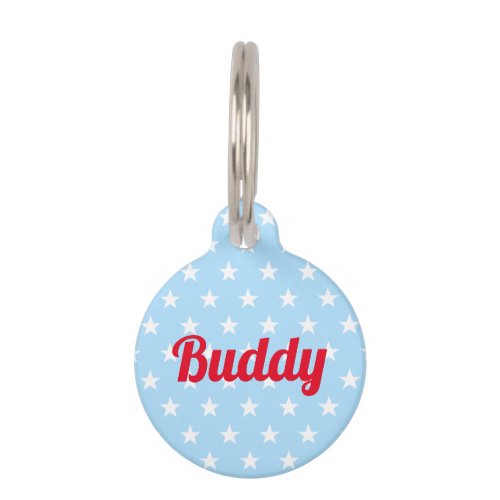 Blue White Stars Red Dog Puppy Cat Kitty Name Cool Pet ID Tag