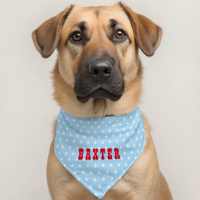 Blue White Stars Red Pet Dog Doggy Puppy Name Cute Bandana Collar (Blue White Stars Red Pet Dog Doggy Puppy Name Cute Pet Bandana Collar)