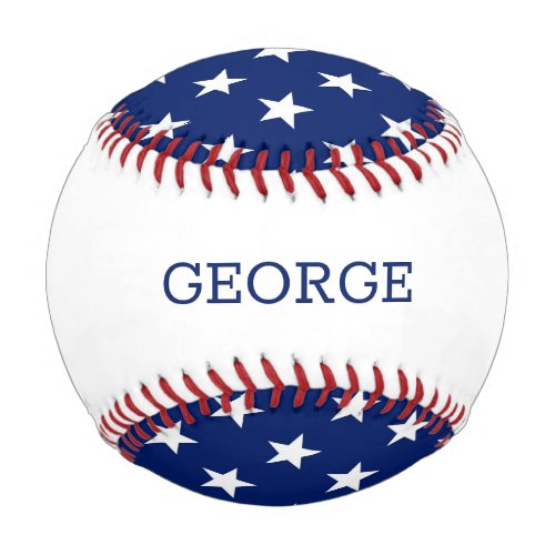 Blue White Stars USA Sports Team Custom Name Baseball