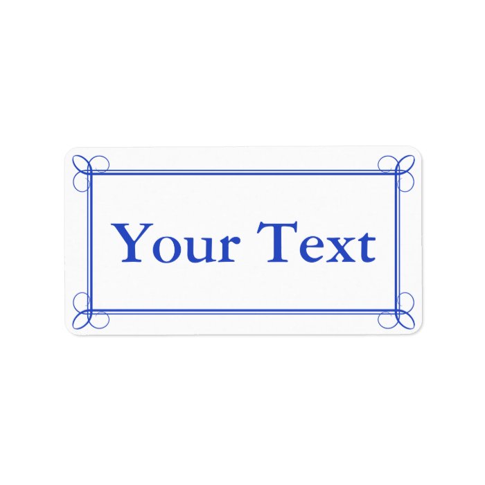 Blue & White Stickers or Labels w/ Custom Text Custom Address Labels